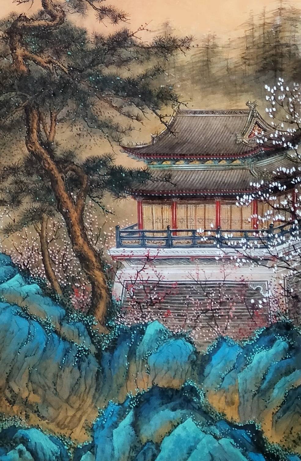 界画寒江------仿古山水界画《桃花仙人躺平图》