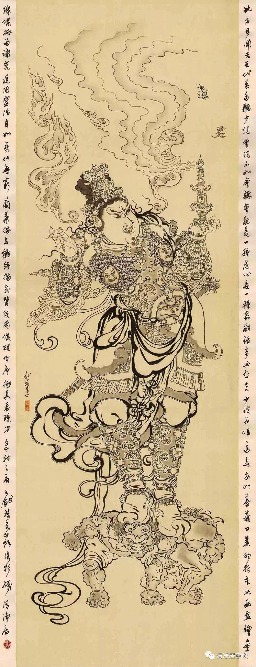 从《四天王像》印证武宗元绘画面貌(六)_庞琦_白描_朝元仙