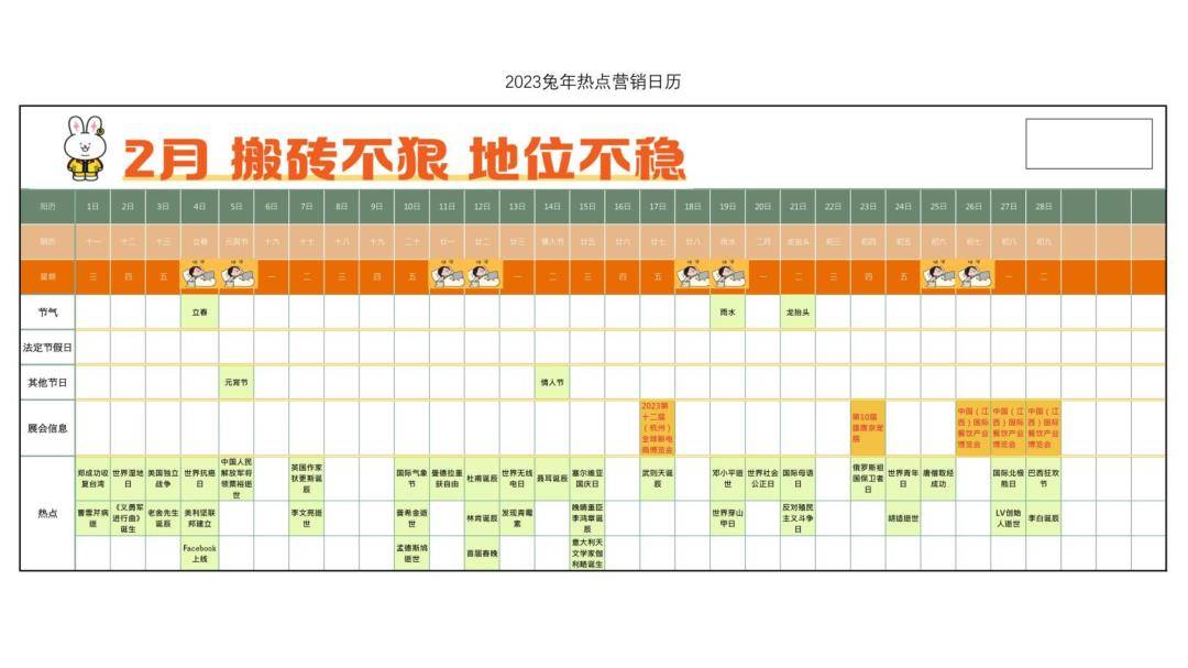 2023兔年热点营销日历（免费下载）