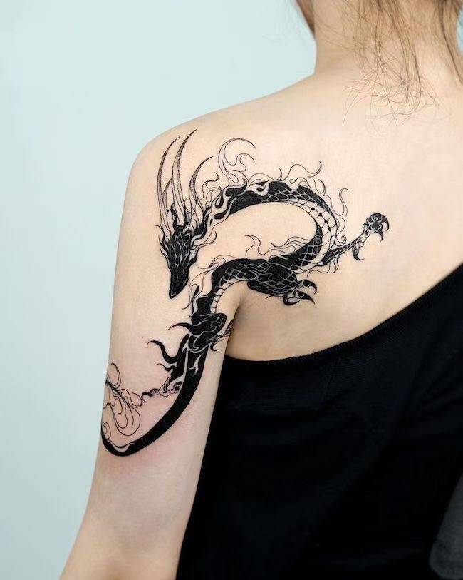 龙女纹身图案 龙姬图片