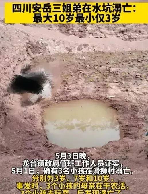四川一起三姐弟全部不幸溺亡，年龄分别为3岁、7岁和10岁