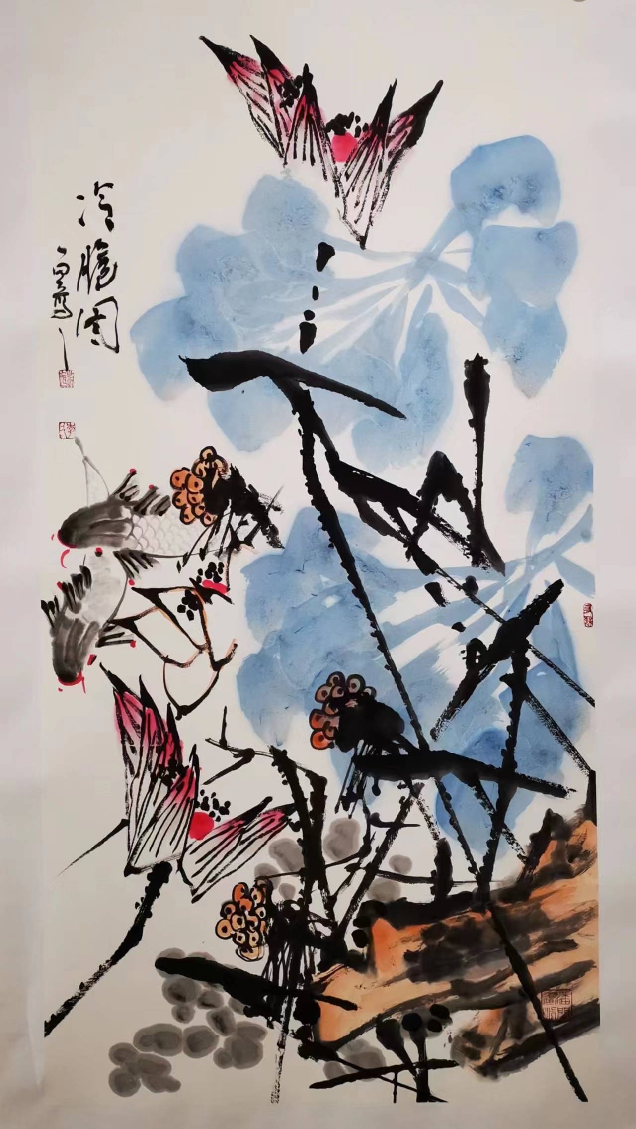 国画巨匠李进潮"中国梦 蓝荷情"国韵荷风…在中国美术馆开展_传统