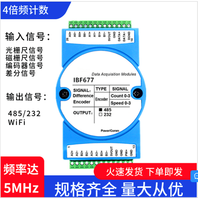 多路光柵尺磁柵尺編碼器5mhz高速差分信號轉rs485/232/wifi模塊_通訊