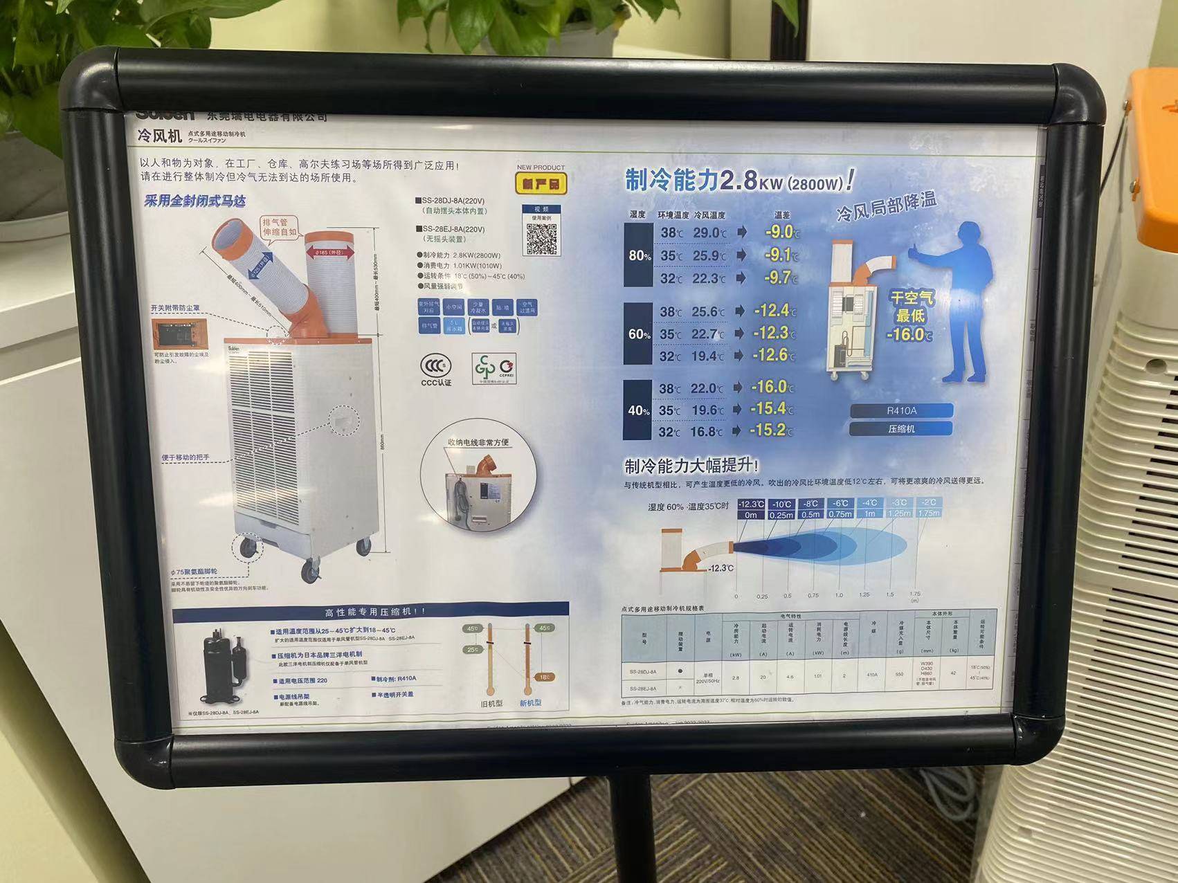 中崎】湖南代表处推荐日本SUIDEN瑞电2点式多用途移动冷风机SS-28DJ-8A_