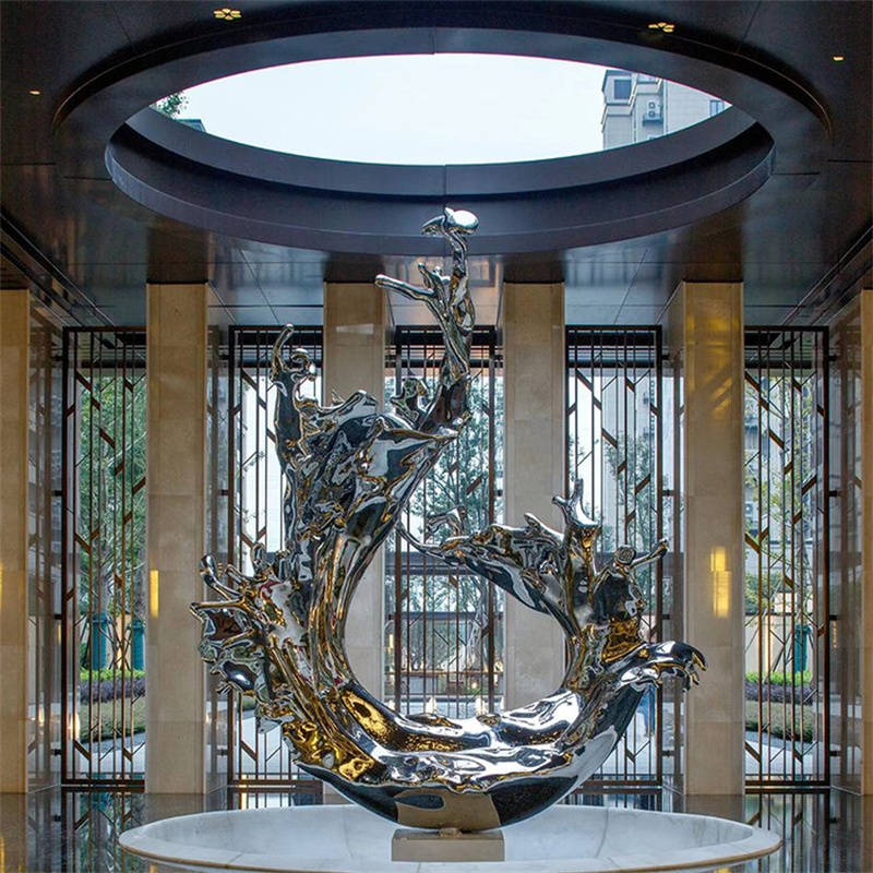 不锈钢浪花大型抽象艺术雕塑户外公园房地产景观摆件_水浪_镜面_大海