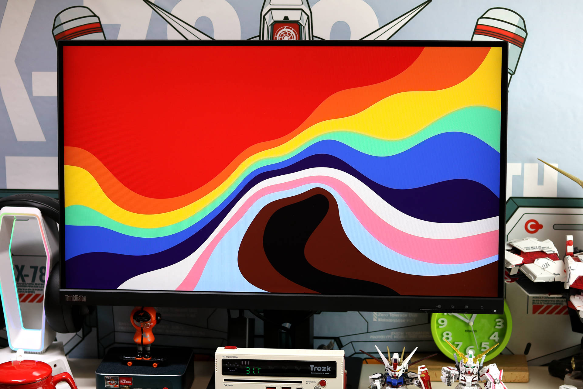 联想thinkvision 27寸显示器,2k分辨率硬件防蓝光,内置2w音响_屏幕_多