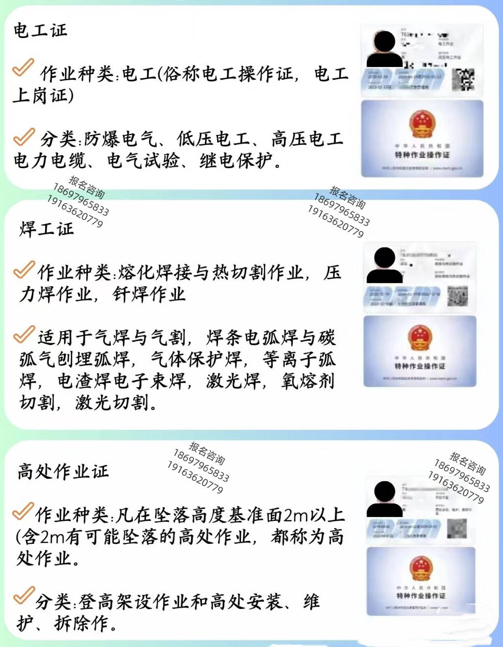 安监局,质监局,建设厅的特种作业操作证有什么区别?