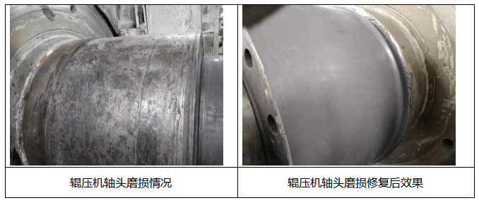 輥壓機軸頭磨損修復完的效果賊好_維修_物料_軸承