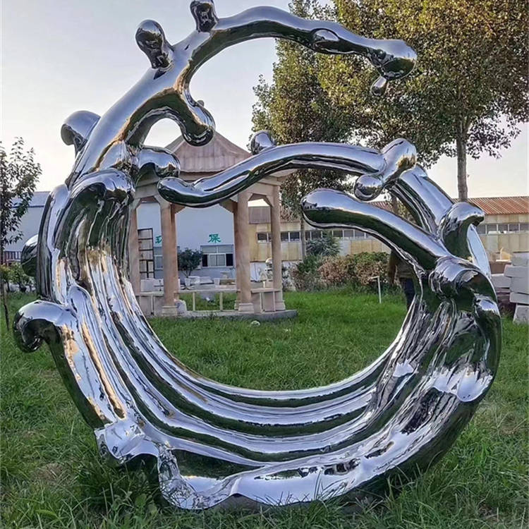 不锈钢镜面浪花雕塑 抽象水花雕塑_人们_生活_艺术品