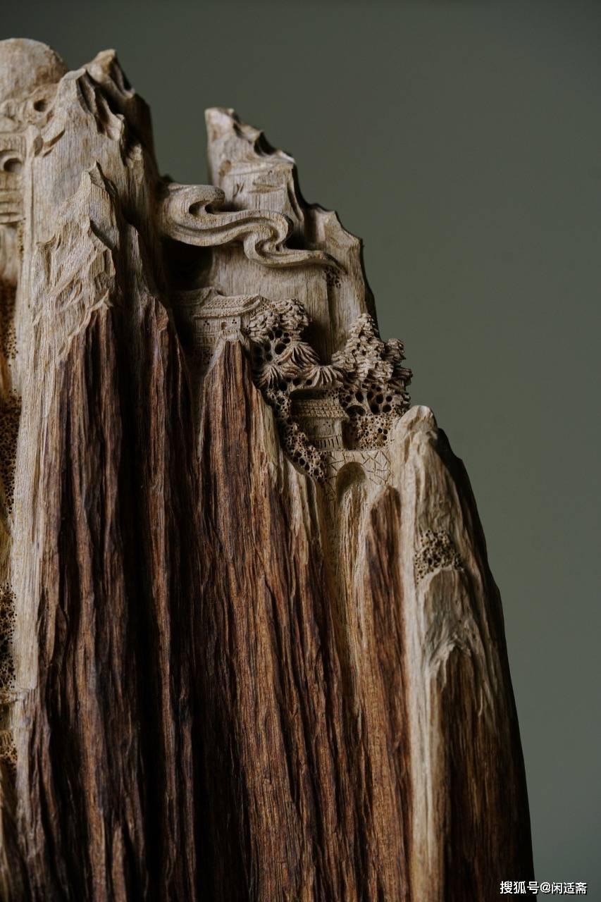 文莱沉香,山中听琴,木雕雅赏_艺术品_自然_紫檀