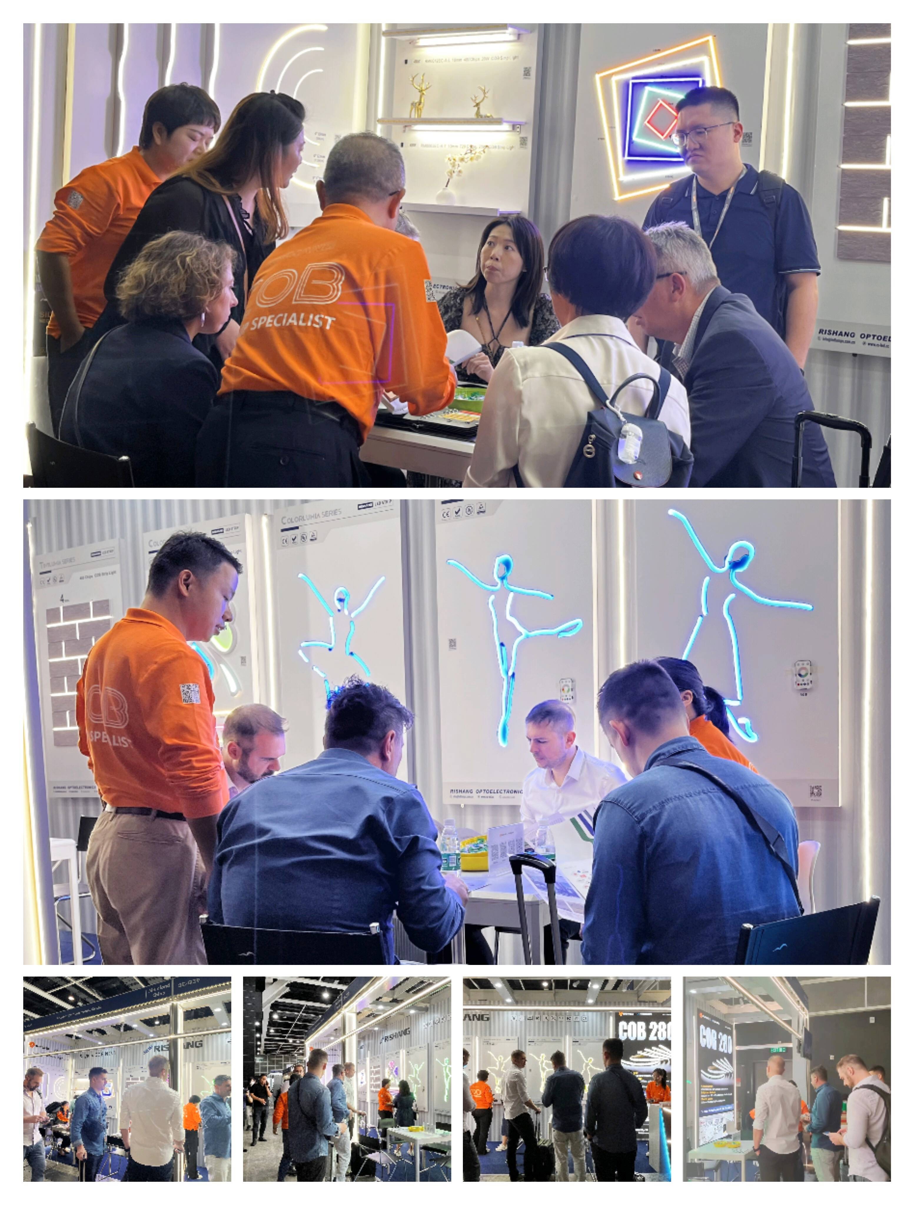 日上光电2023香港秋季灯饰展现场日上光电作为led灯带照明行业的知名