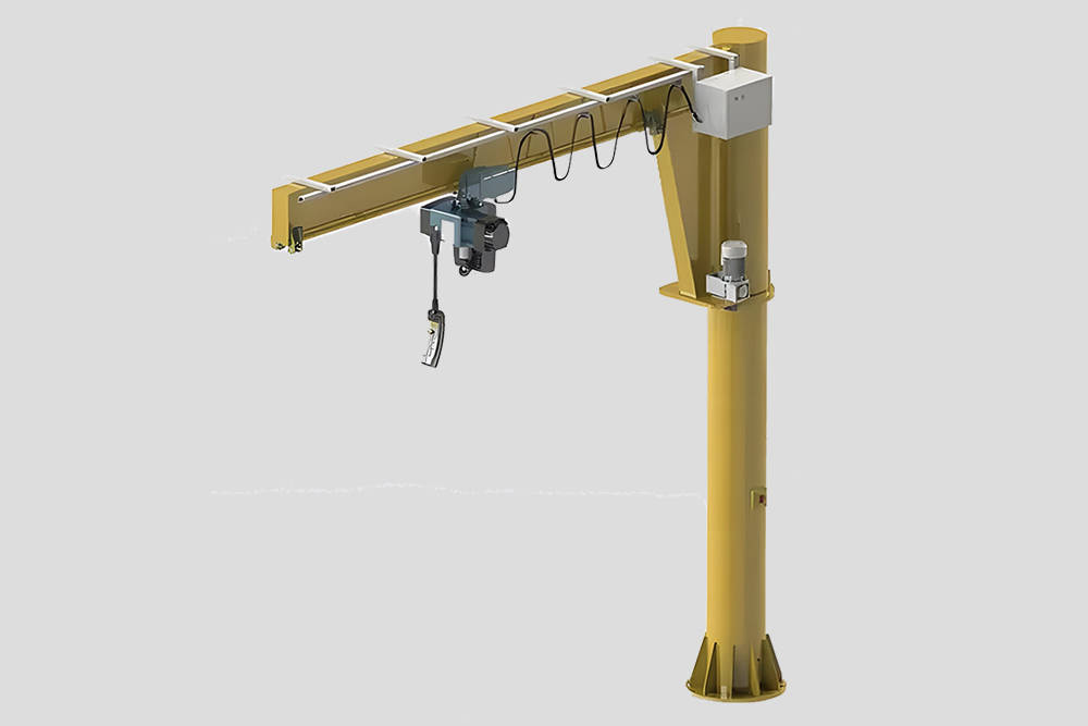 2,灵活:电动旋臂吊的旋转角度可调节,可以灵活适应