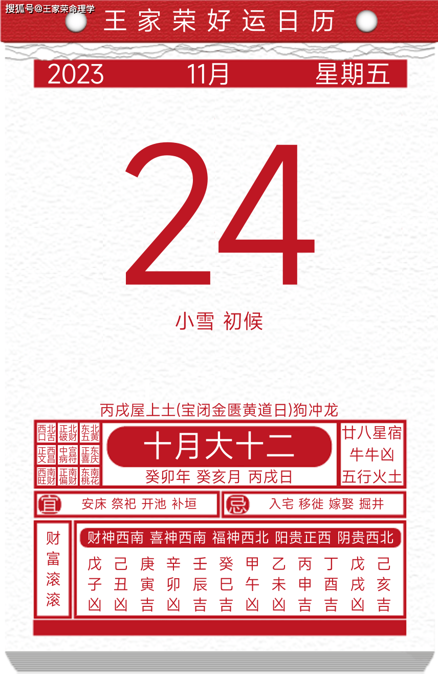 今日黄历运程 2023年11月24日_西北_益后_日期