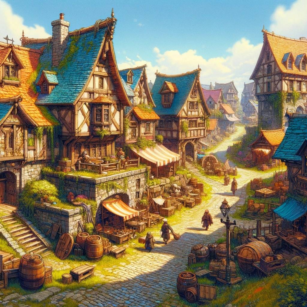 中世纪幻想村庄原画的核心要素原画作为一种艺术形式,融合了创意,技术