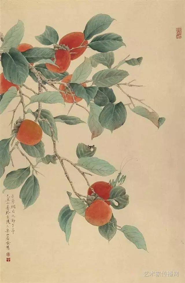 柿子蒂传统工笔画追求用笔生动,渲染层次丰富,形象细腻逼真.