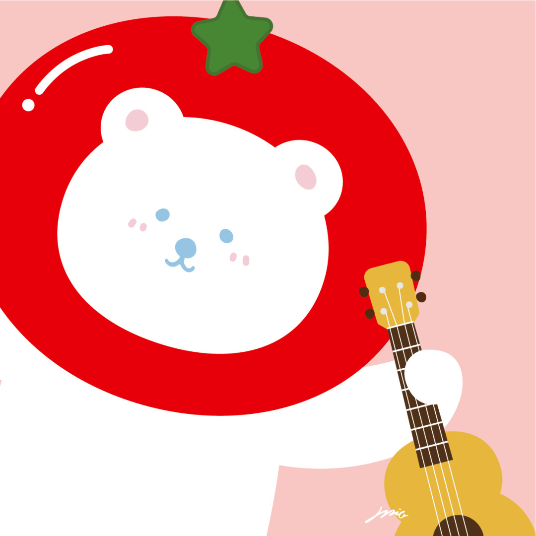 超萌水果弹琴系列壁纸「ukulele原创插画 」_白熊