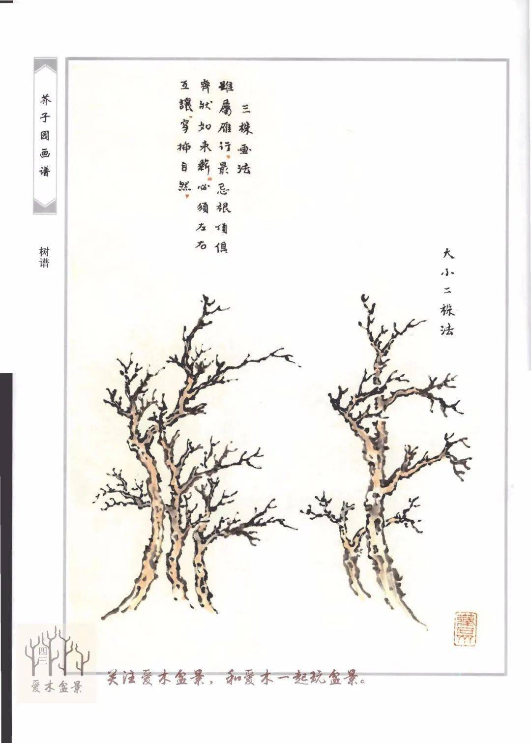 芥子园画谱树谱分享1画树起手四岐法