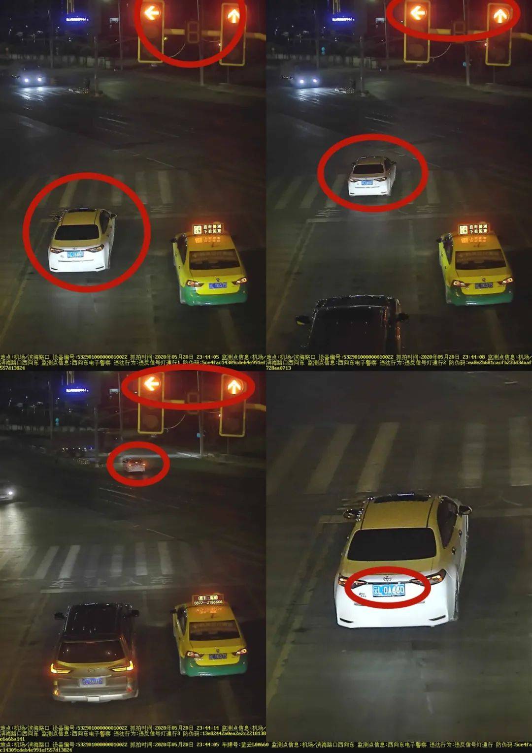 【车牌号码】:云l0a660 【违法行为】:违反道路交通信号灯 【处罚