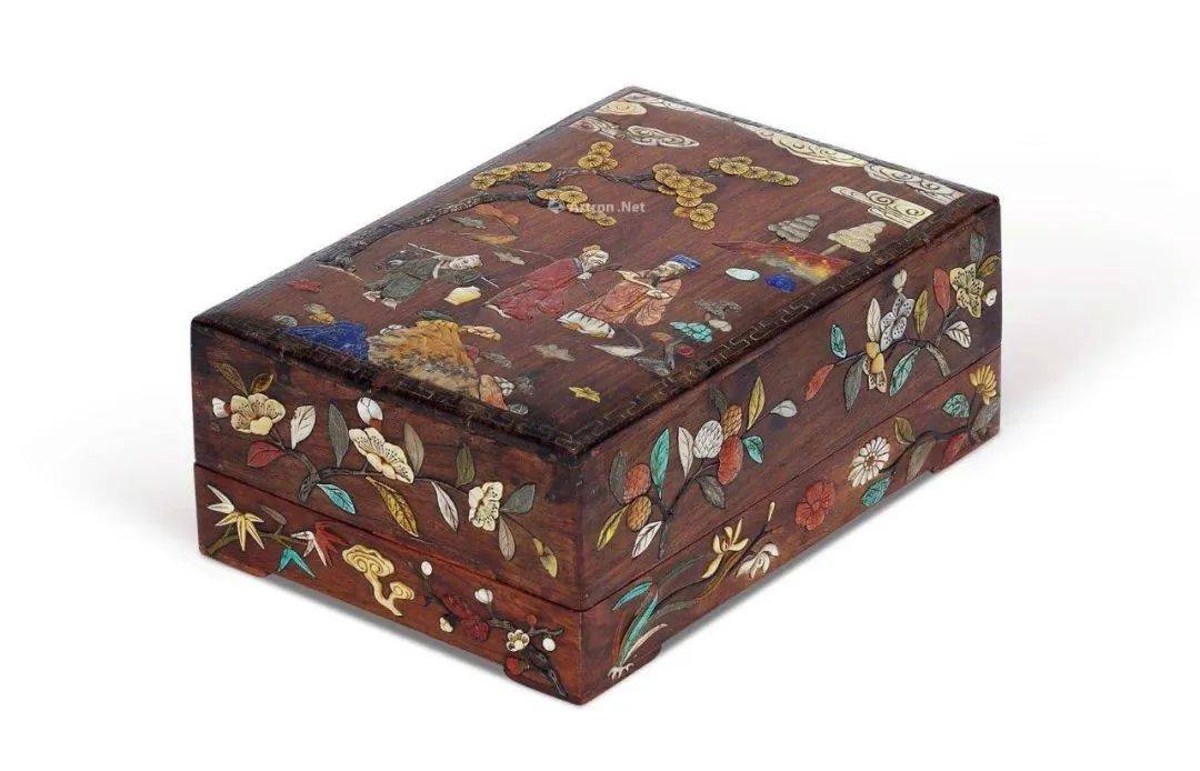 早清 黄花梨嵌百宝人物图拜匣