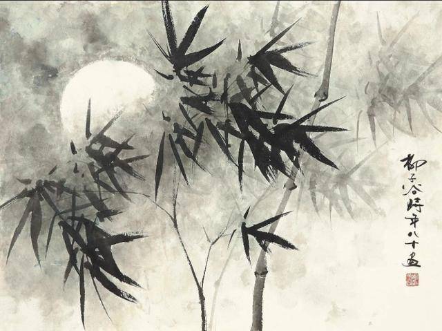 他笔下的竹子在风雨中月夜下美得真切自然