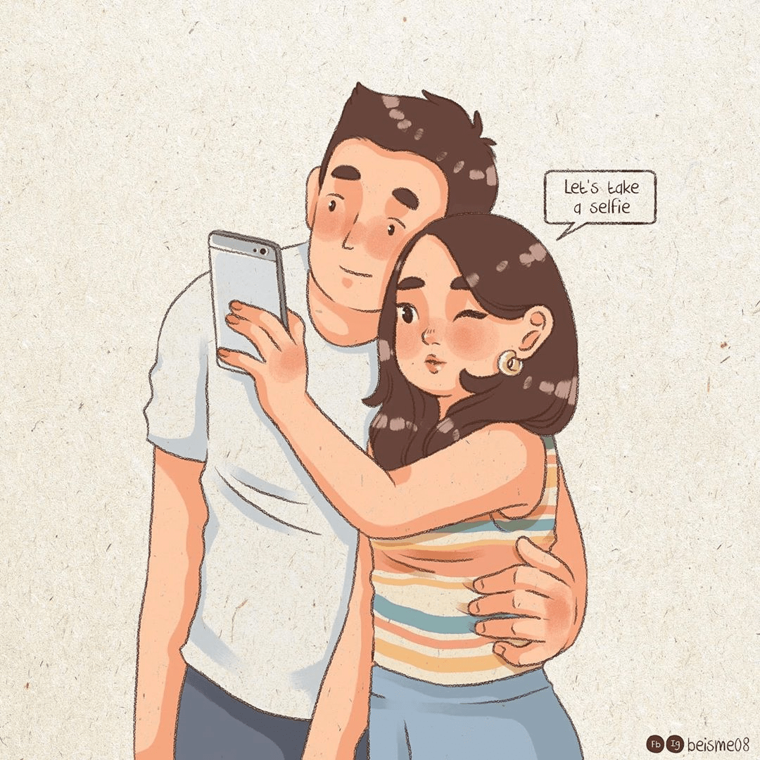 她画出与男友的私密日常,每天引十几万人围观:想马上谈恋爱!_插画