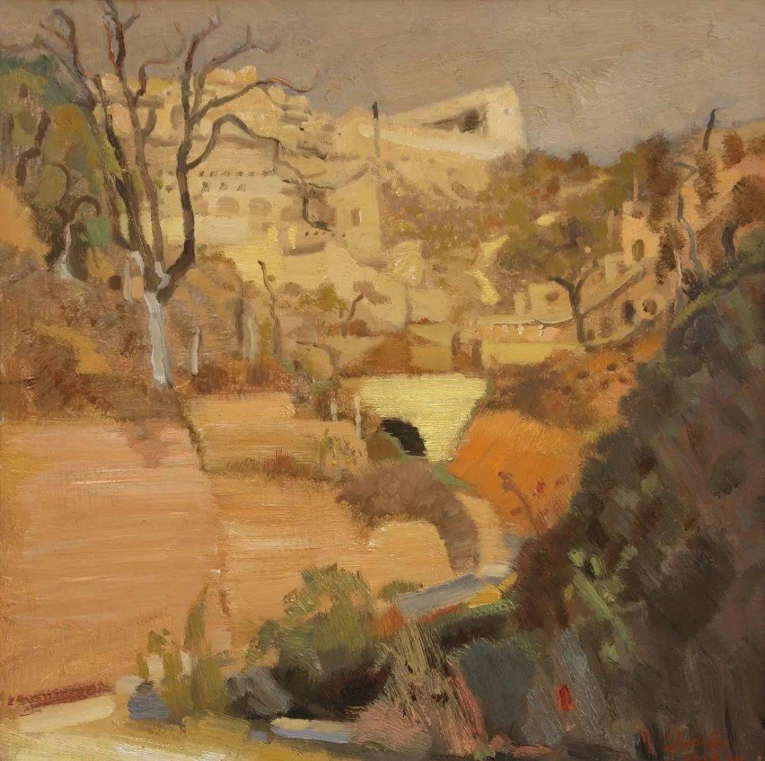 《李家山》60×60cm 2008坎勒 | 《红叶石楠之二》80x80cm 2018田卫戈