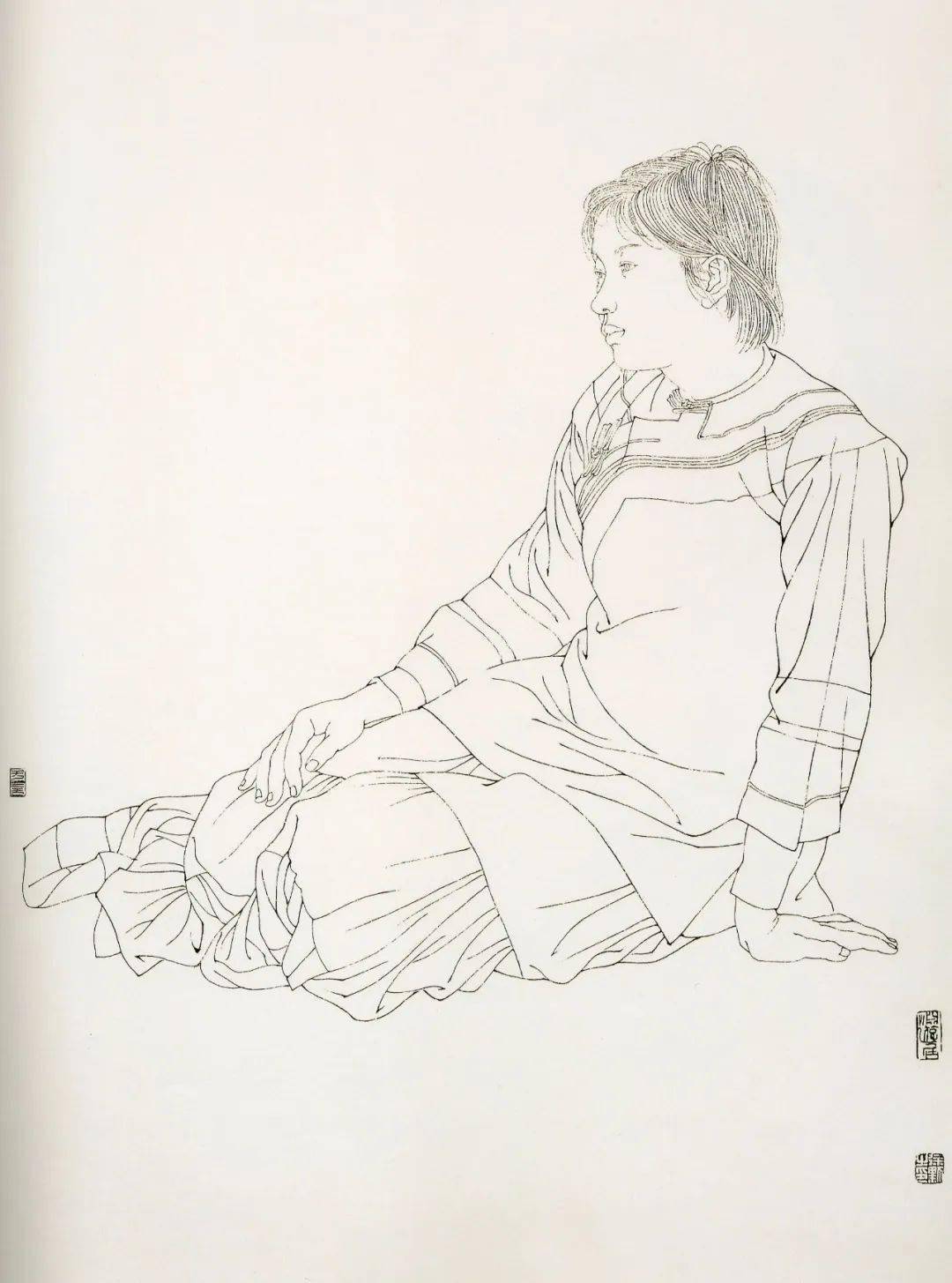 怎样画中国画人物线描?