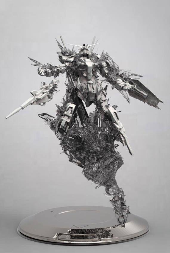 艺术感十足,雕像风格结晶独角兽高达模型