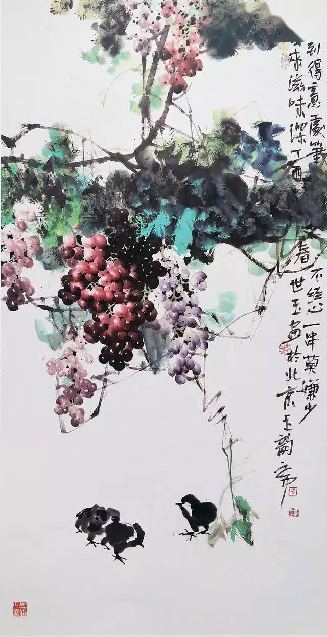 女画家画的葡萄亮晶晶圆润润写意又写实