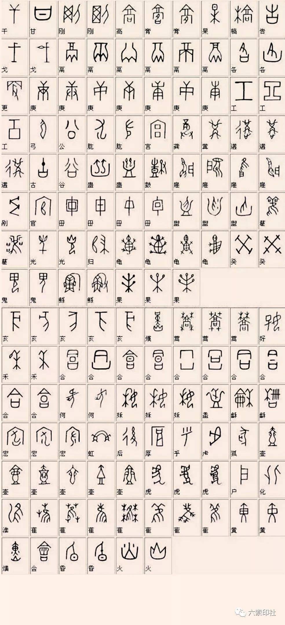 甲骨文 对照表 简体字图片