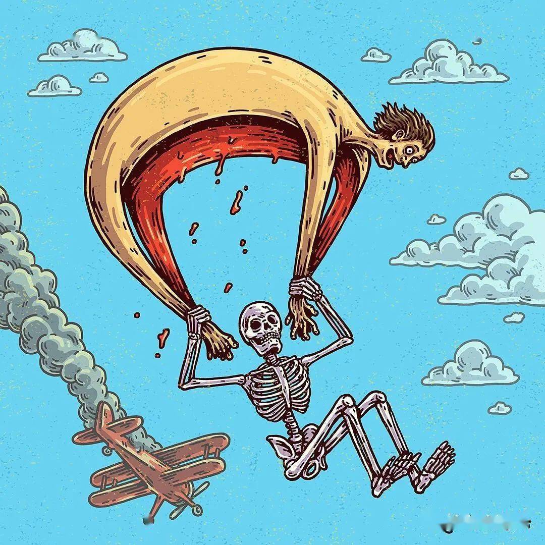 美国tommywashbush的插图描绘了生活中的荒诞世界