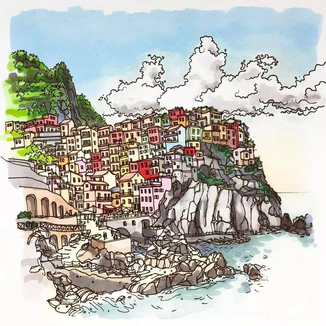 老外笔下风景手绘插画,把湖南张家界画得美轮美奂!