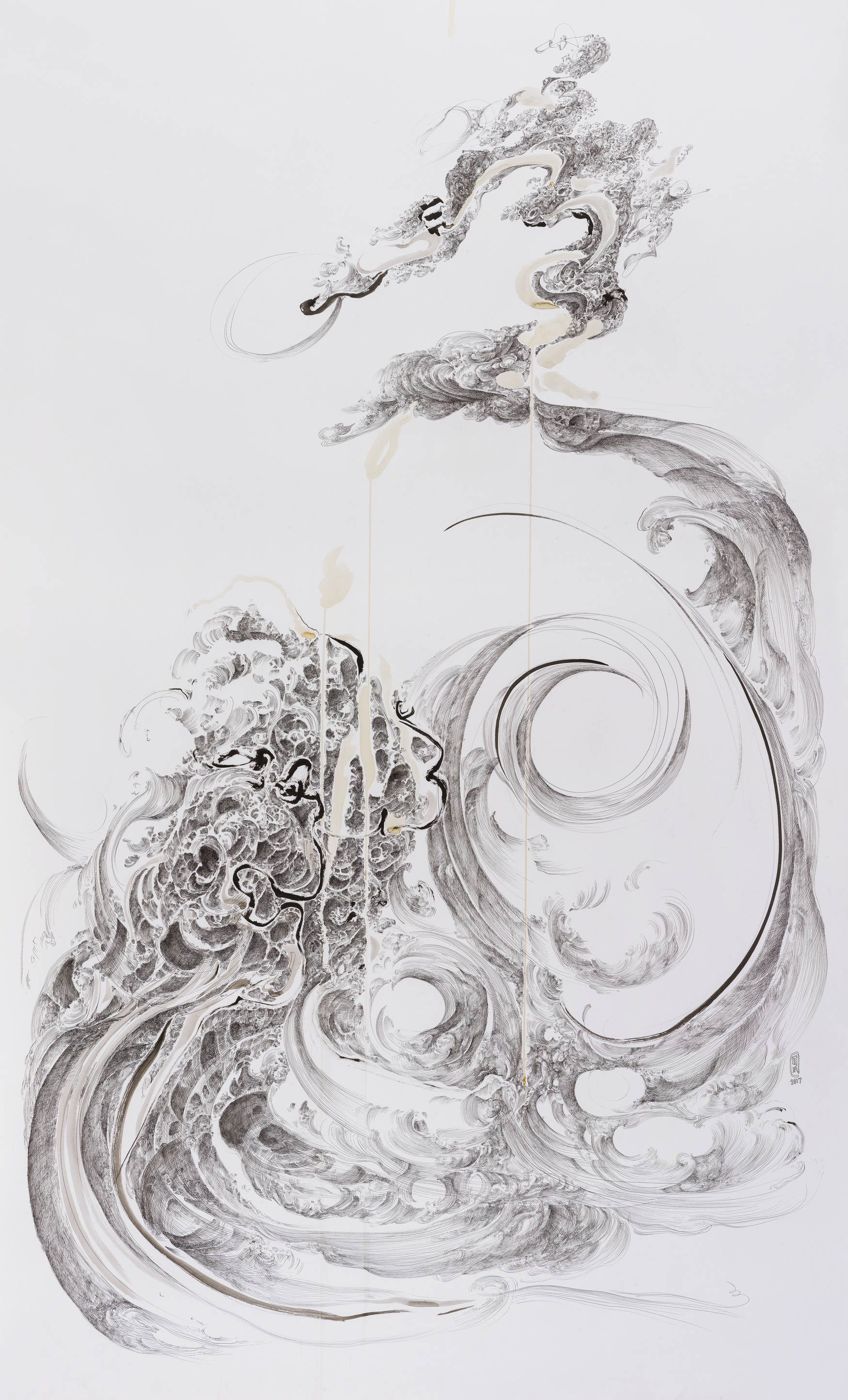 用"钢笔水墨"的缕缕墨线挥洒向遥远星河:艺术家林国成个展开幕