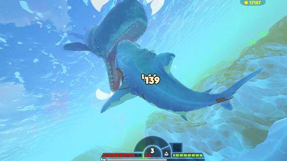 海底大猎杀1级海洋恶魔巨齿鲨狂虐抹香鲸