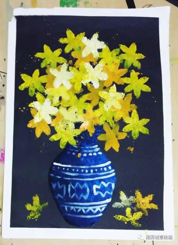 在家就能完成的拓印瓶花,简单又好看_花瓶