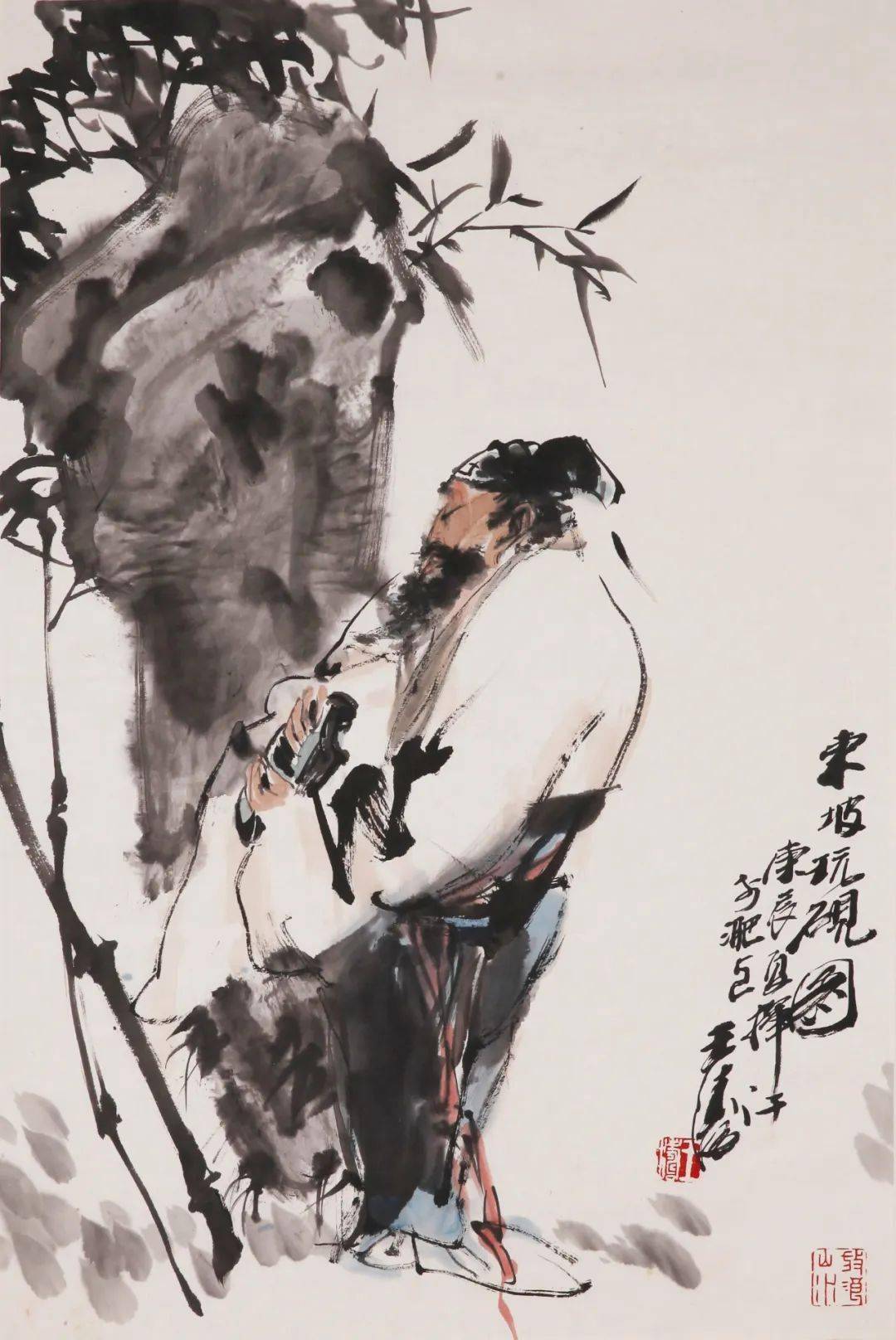 东坡玩砚图王涛46cm×66cm月泉图张松68cm×59cm蕉荫吟诗图杨国新63cm