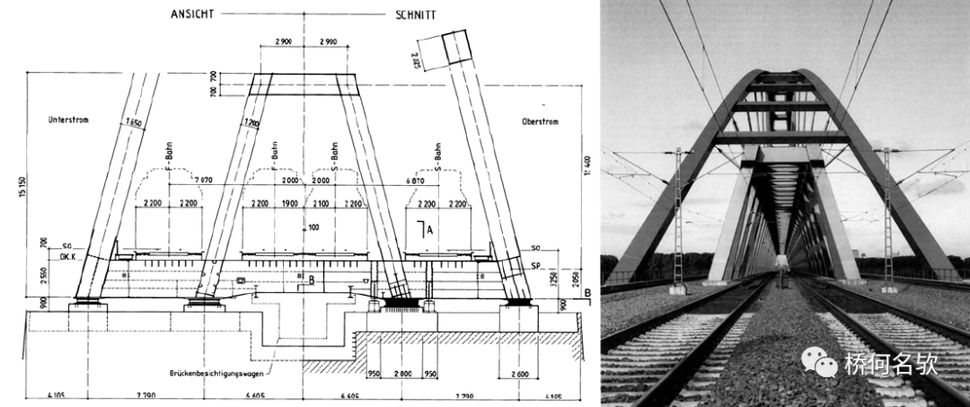钢结构桥梁德国主跨250m4线铁路钢桁柔性拱