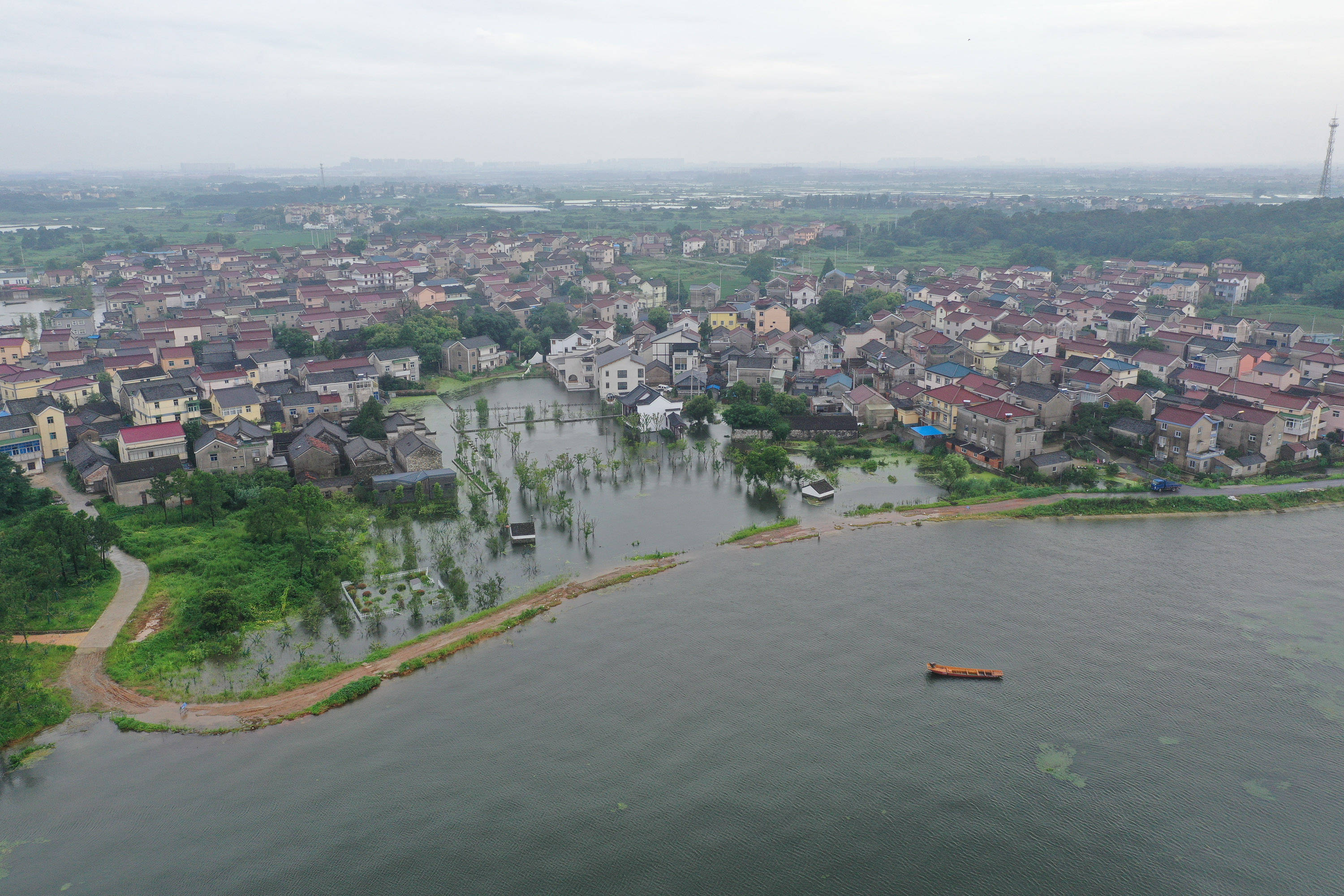 江苏南京:石臼湖水位持续上涨