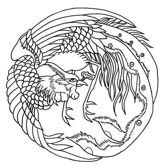 黑白线稿线描素材传统纹样线稿