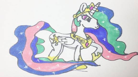 简笔画手绘小马宝莉宇宙公主真美丽呀像彩虹一样漂亮