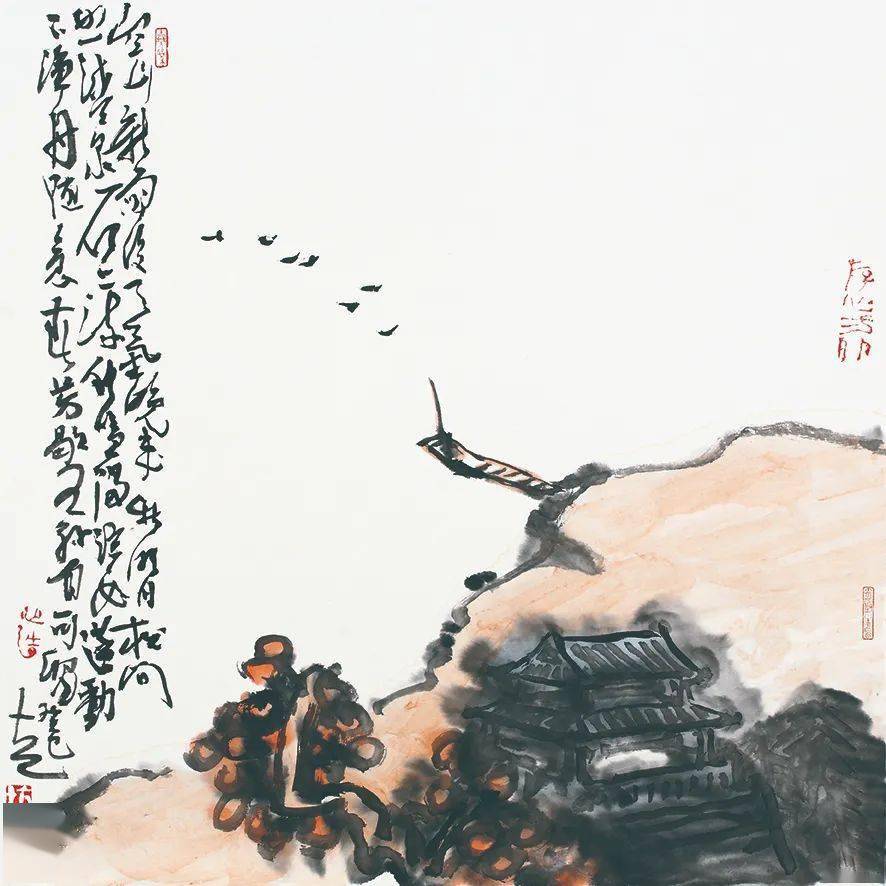 五步一松》 方土 48cmx180cm 纸本设色 2013年8山水之辩"山水古今相师