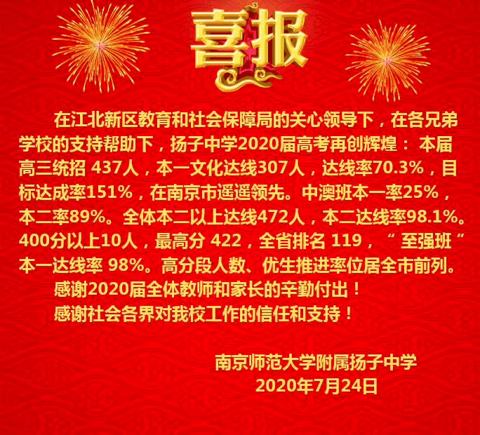 南京各大高中喜报陆续公布,看看各校战绩如何?
