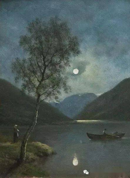 油画欣赏月光如水这是我见过最美的月亮油画