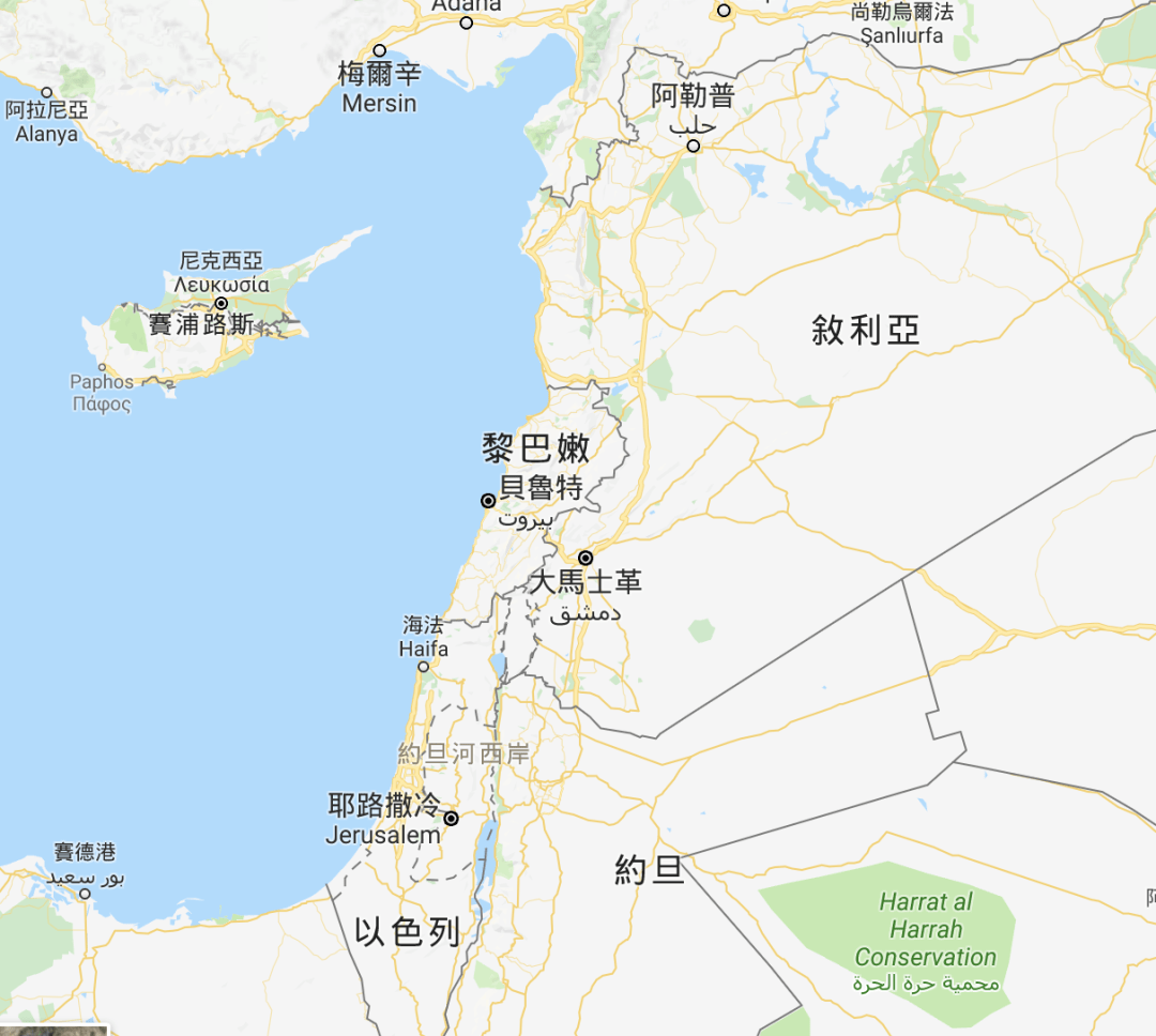 黎巴嫩的地理位置图片