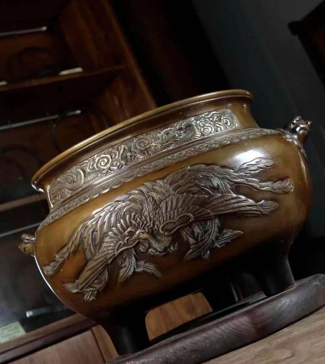 鉴赏丨五郎三郎铜凤凰纹火钵