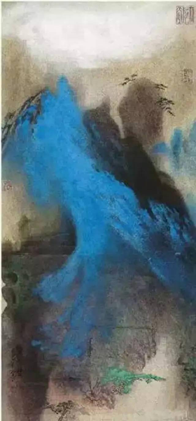 泼彩山水张大千 烟雨归帆 1973年作张大千 春水归舟张大千 慈湖图