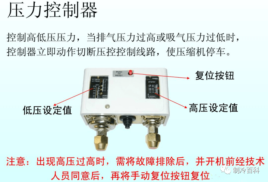 在製冷系統中主要用作高壓/低壓/高低壓壓力控制器