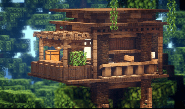 我的世界:出自mc高玩的十款精致树屋,看完感觉是时候搬家了!_房屋