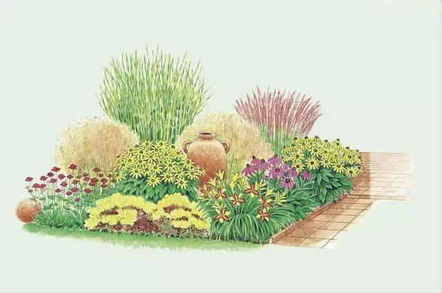 101款手绘花园院子(植物小景)_花镜