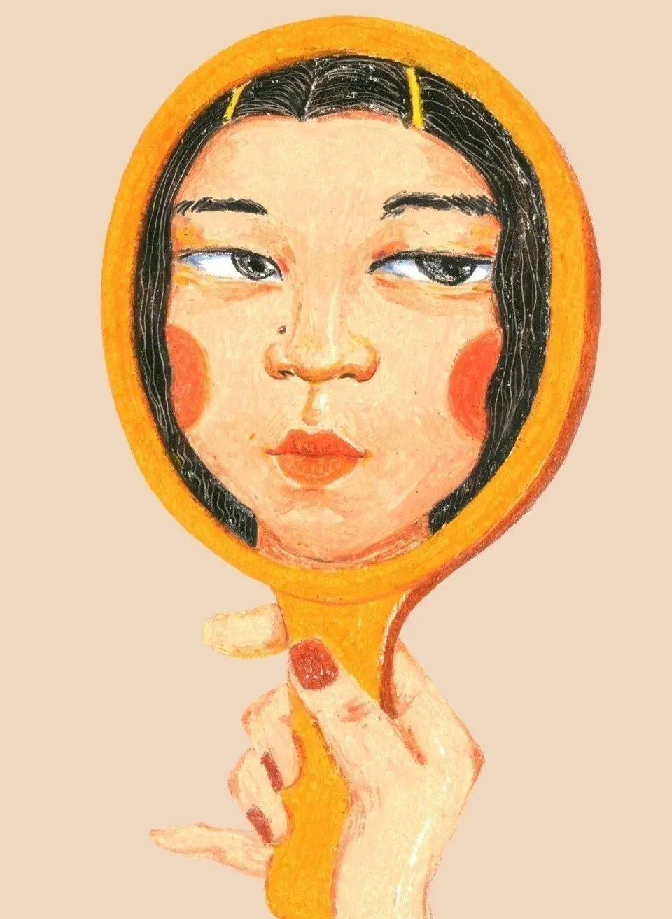 人物主题插画课放松的自画像